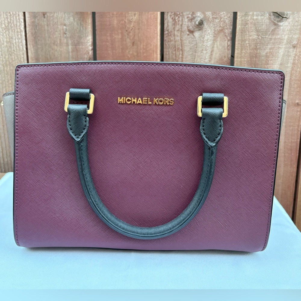 Michael Kors Burgundy and Black Satchel